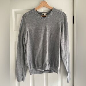 GAP Men's Heather Gray Cashmere Cotton V-Neck Sweater